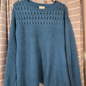 St. John's Bay Blue Crew Neck Sweater with Textured Knit